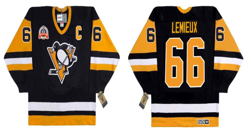 2019 Men Pittsburgh Penguins 66 Lemieux Black CCM NHL jerseys